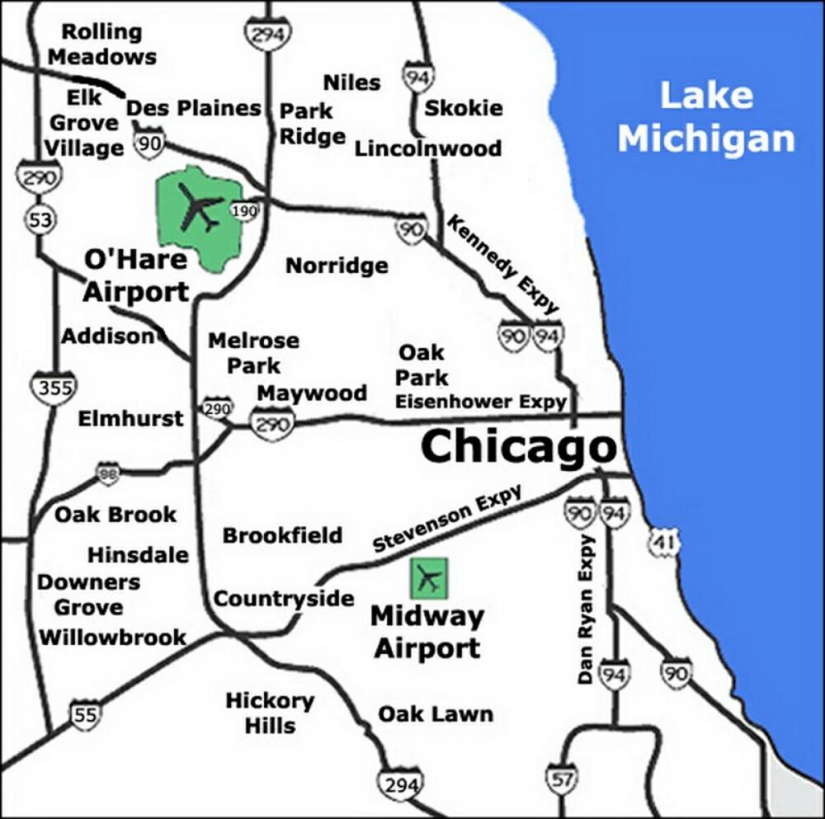 Chicago airports map