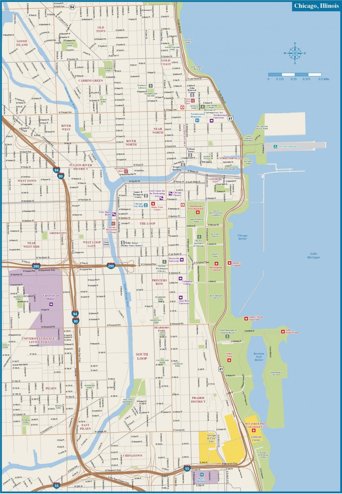 Chicago city center map