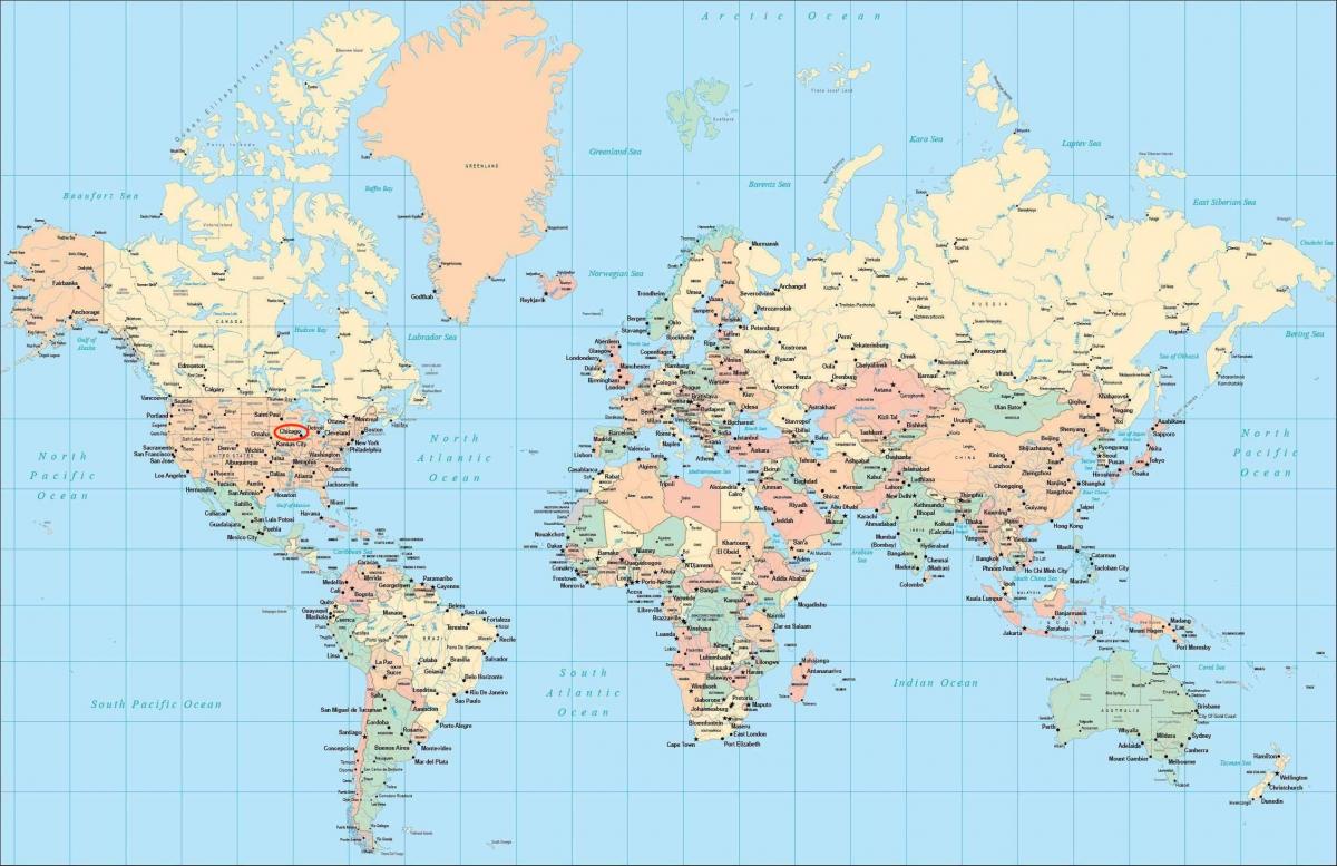 Chicago location on world map